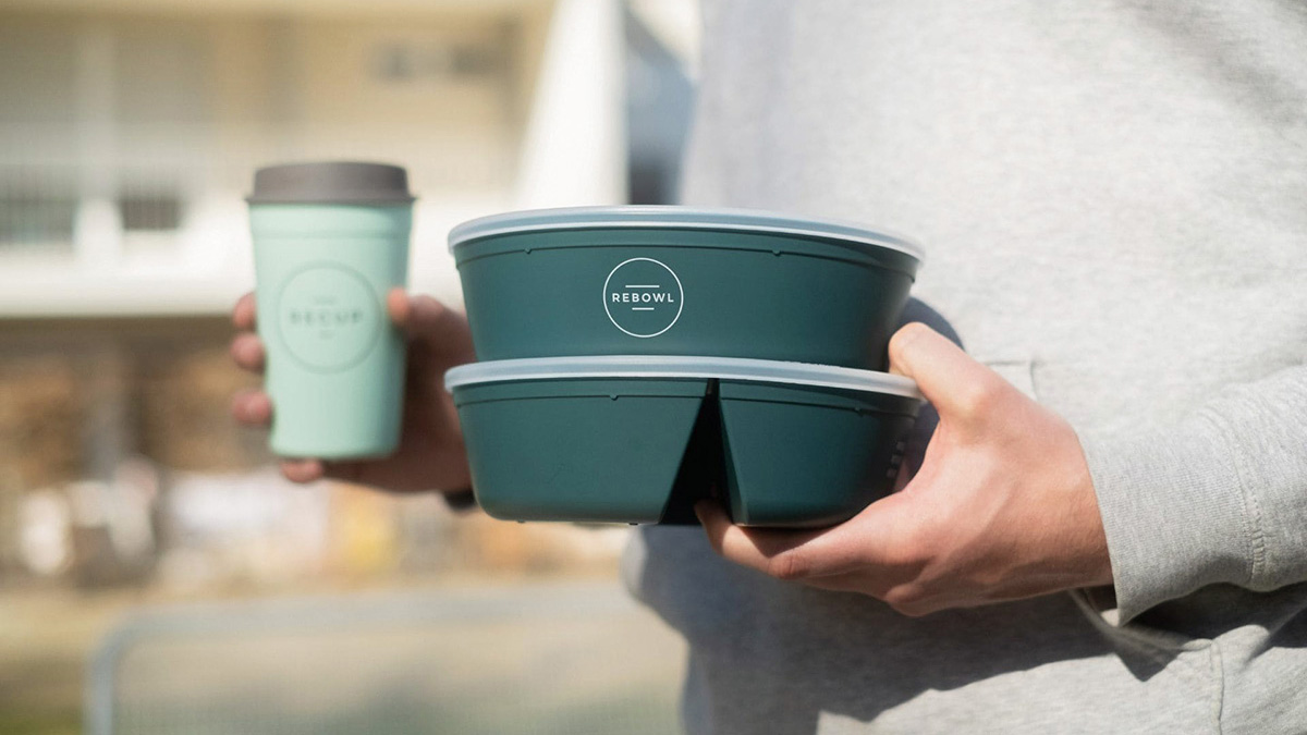 Reusable container systems including coffee cups and meal containers